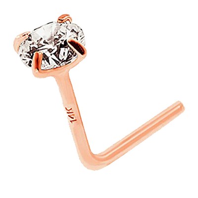 14K Solid Gold 20GA L Shape Nose Stud Micro Nose Nose Stud Body Jewelry
