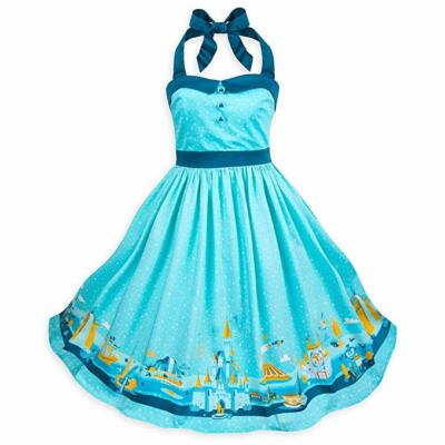 Pre-owned Disney Parks Dress Shop Aqua Blue Magic Kingdom Attractions Women's Dress 3x