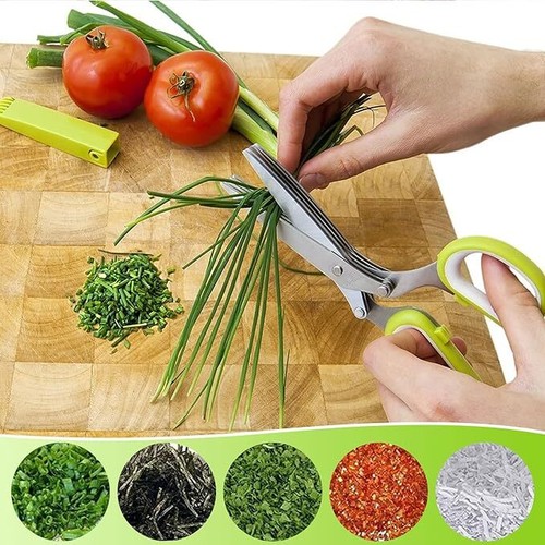 Herb Scissors Set with 5 Blades and Cover - Multipurpose Kitchen Chopping Shear