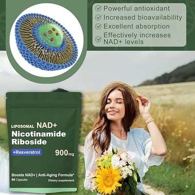 NAD+ Supplement for Anti-Aging Energy Focus & Nicotinamide Riboside Resveratrol