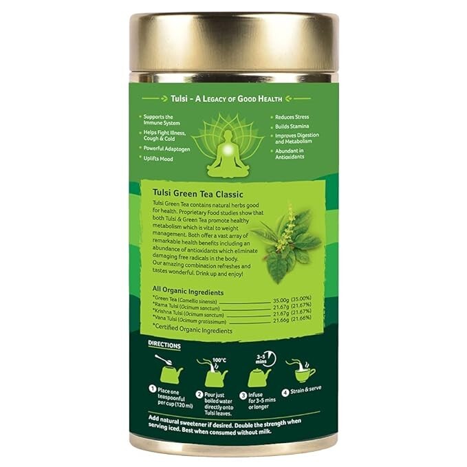 Organic India Classic Tulsi Green Tea, 100 gm, Natural Free Shipping