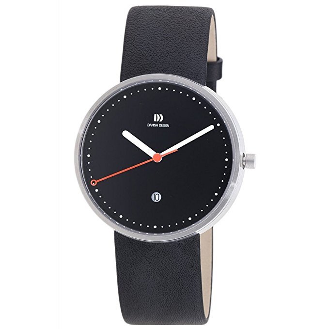 Pre-owned Danish Design Iq13q723 Black Dial Steel Quartz Leather Classic Men's Watch