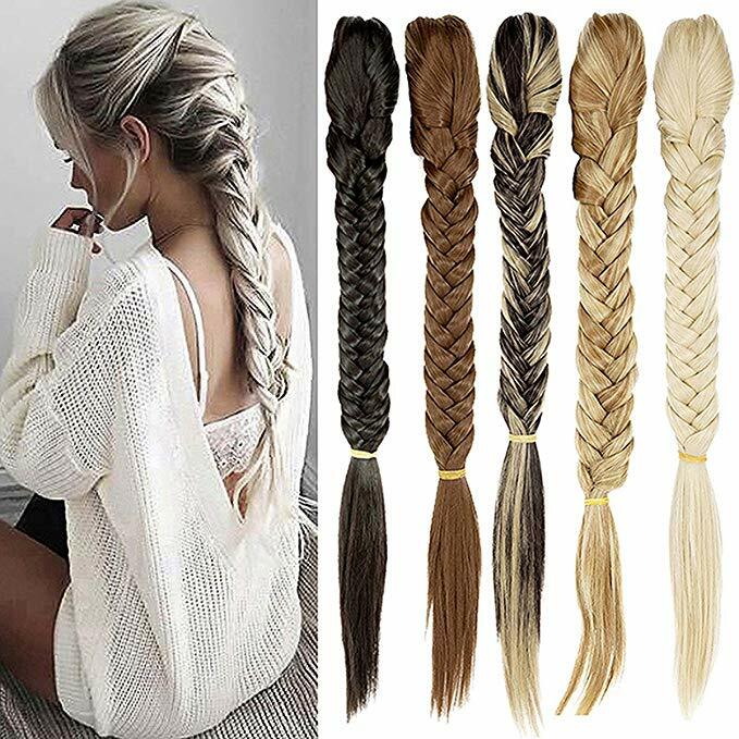 100% Real Thick Claw on One Piece Hair Extensions Ponytail Fishtail Pony Tail US