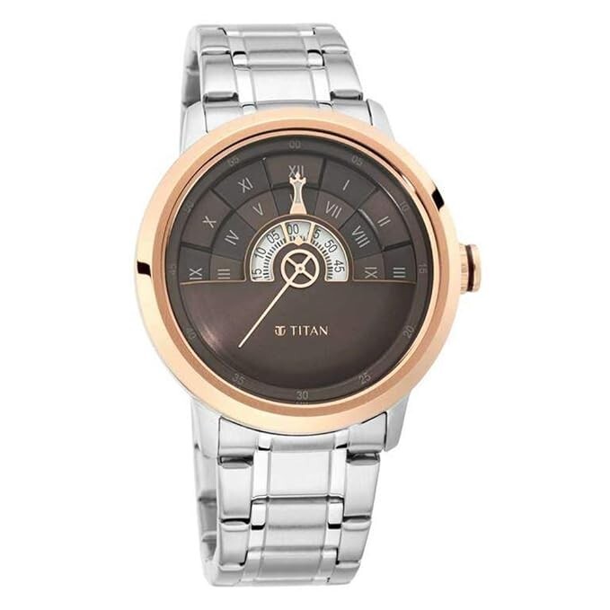 Pre-owned Titan Grandmaster Ii Analog Brown Dial Men's Watch-1828km02/nr1828km02
