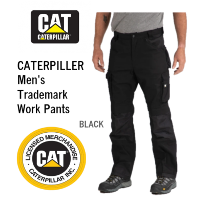 Caterpillar CAT Utility Pants Mens W 40 x L 30 Black Work Cargo Trademark  NWT