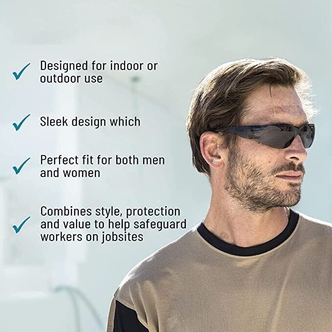 Ateret 12 PAIR Pack Safety Glasses Protective Grey SMOKE Lens Sunglasses Work