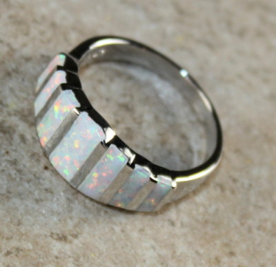 SILVER Elegant White Fire Opal Ring Size 7, WR41404
