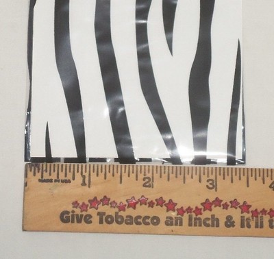 FREE SHIP-25 CELLO BAGS, PRINT: BLACK ZEBRA STRIPES 8 X 3.5 X 2-NEW-USA MADE