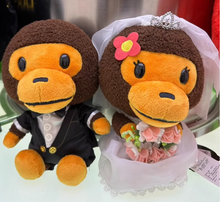 Lot of 2/Set Bape Baby Milo Monkey Wedding Doll Bride and Lot of 2/Set Bape Baby Milo Monkey Wedding Doll Bride and