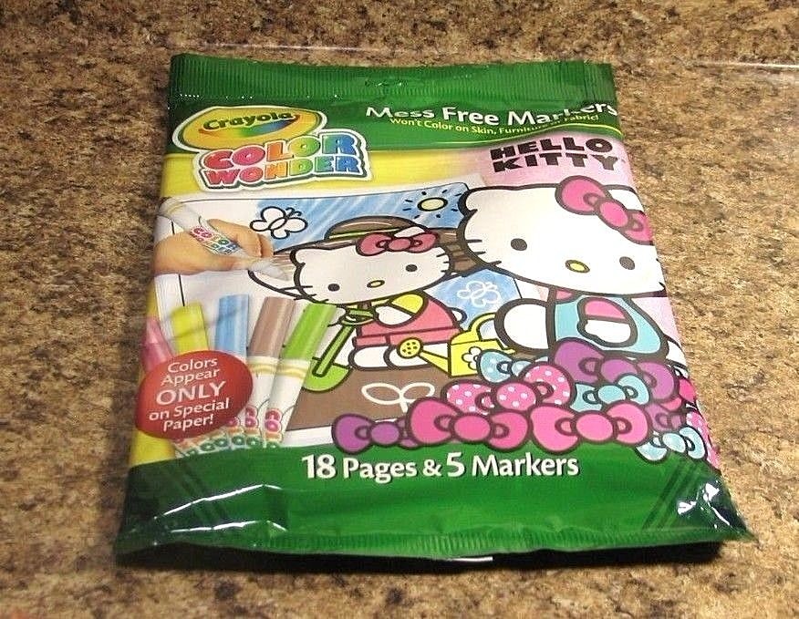 Crayola Color Wonder Hello Kitty Set 18 Page Coloring Pad 5 Markers NEW