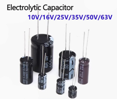 10x Direct Insertion Aluminum Electrolytic Capacitor 10V 16V 25V 35V 50V 63V