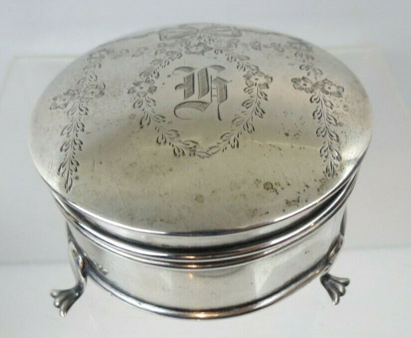 Nice Claw Footed Antique Sterling Silver Jewelry Box Birmingham England 1910