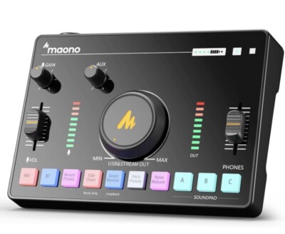 Streaming Audio Mixer, Audio Interface with Pro-preamp, Bluetooth MAONO C2