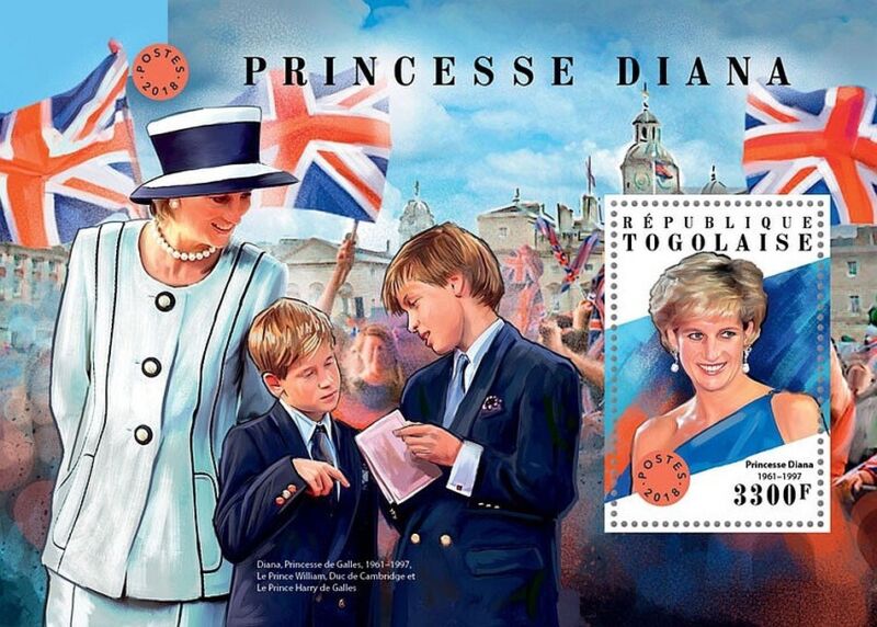 DIANA Princess of Wales / William & Harry / Royalty Stamp Sheet #2 (2018 Togo)