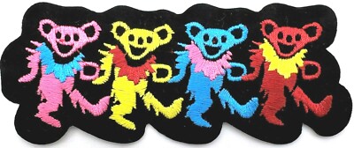 Grateful Dead Dancing Bears Embroidered Rock Iron On Patch 5'' x 2''