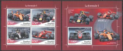 HM0960 2018 CENTRAL AFRICA FORMULA 1 RACING HAMILTON ALONSO #8028-1+BL1810 MNH
