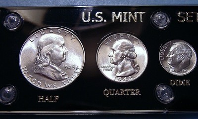1948 MINT SILVER SET of U.S. COINS CHOICE to GEM BRILLIANT UNCIRCULATED LUSTROUS