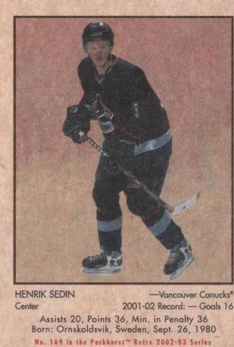 2002-03 In the Game Parkhurst Retro - Henrik Sedin #169