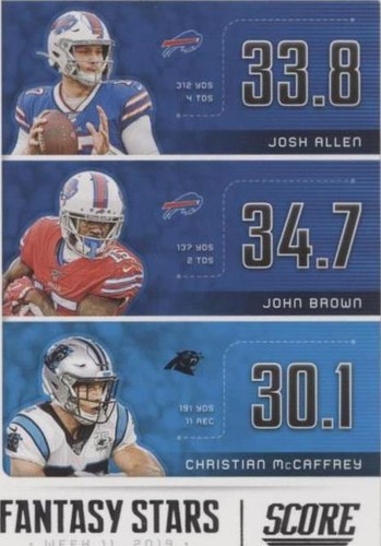 2020 Score Christian McCaffrey John Brown Josh Allen #FS-JJC