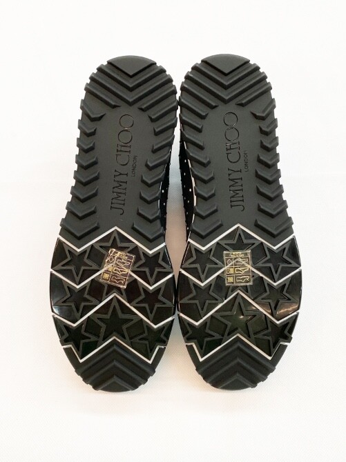 Pre-owned Jimmy Choo Authentic  Norway Sock Sneakers, Black Micro Studs, Retail $950