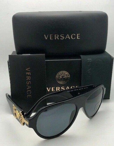 Pre-owned Versace Polarized  Sunglasses Ve 4323 Gb1/81 58-15 140 Black-gold Frame W/ Grey In Grey Polarized