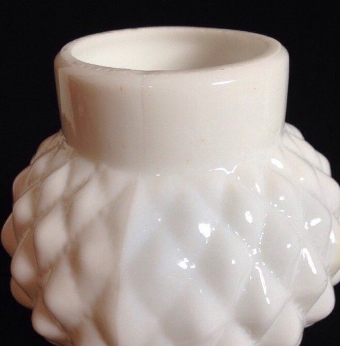 VINTAGE MILK GLASS QUILTED PATTERN LAMP SHADE CHIMNEY