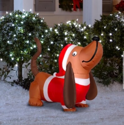 3  Ft HOLIDAY LED BASSET HOUND CHRISTMAS YARD AIRBLOWN INFLATABLE