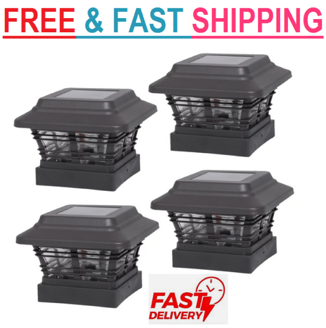 New Better Homes & Gardens Solar Powered 4'' x 4'' Post Light LED Light (4-Pack)