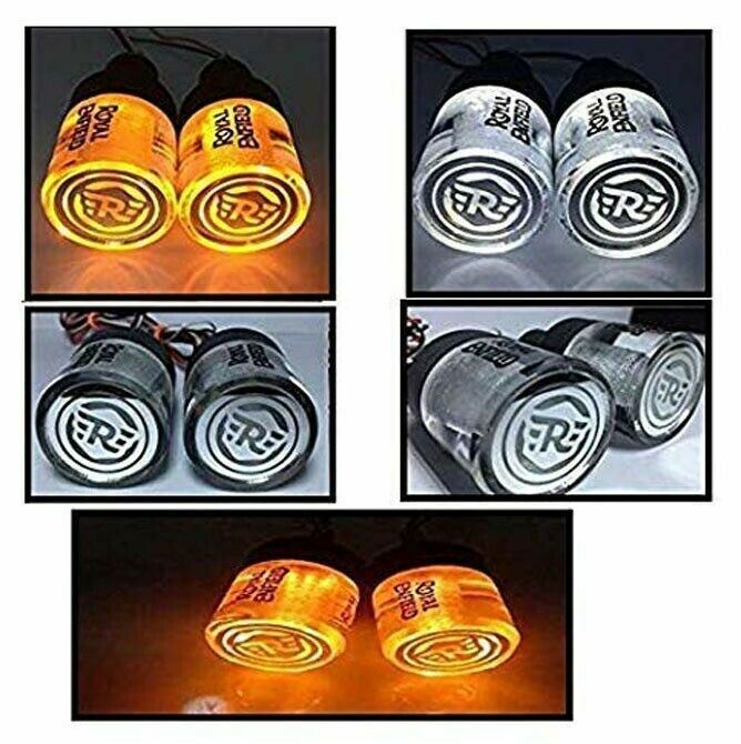For Royal Enfield Crystal Handle Bar End Indicator LED Light Side Weights  