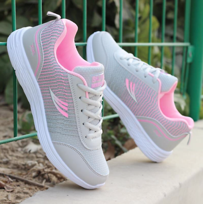 basket chaussure sneakers femme gris rose sport run marche fitness