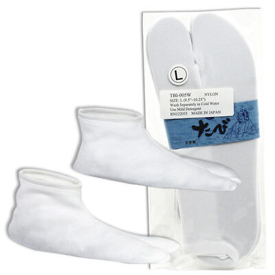 Unisex Japanese Kimono Geta Flip Flops Sandals Nylon Tabi Socks (White, Large)