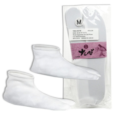 Unisex Japanese Kimono Geta Flip Flops Sandals Nylon Tabi Socks (White, Medium)