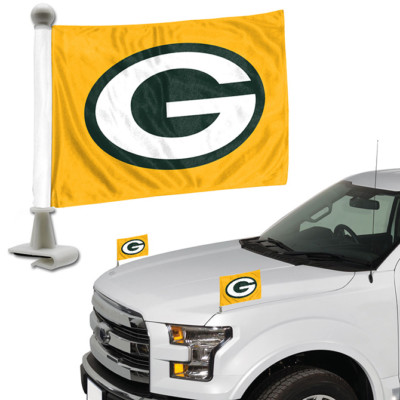 Green Bay Packers NFL Ambassador Car Flags Hood Trunk Set of 2