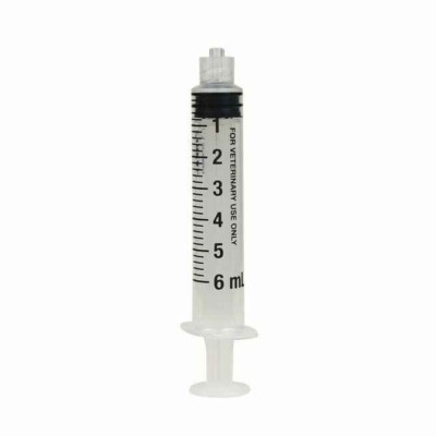 6ml Syringe Only with Luer Lock Tip Sterile Disposable Latex  2 pack