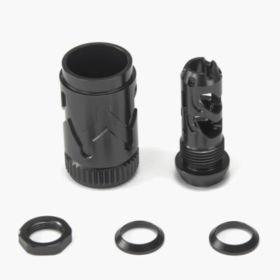 7th CNC Steel Muzzle Brake SS 5/8-24RH & 13/16-16 Outer Sleeve .300 308 6.5