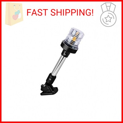 White LED Fold Down Boat Stern Light Boat Anchor Light for Pontoon and Fishing B