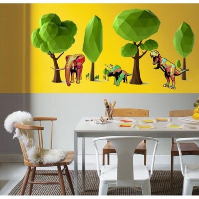 Dinosaurs Kids Polygonal Wall decal, Forest Polygon Modern