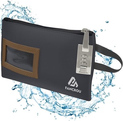 Waterproof Cash Bag with password Lock 10 x 7 Inch Money Bank Deposit Bag wit...