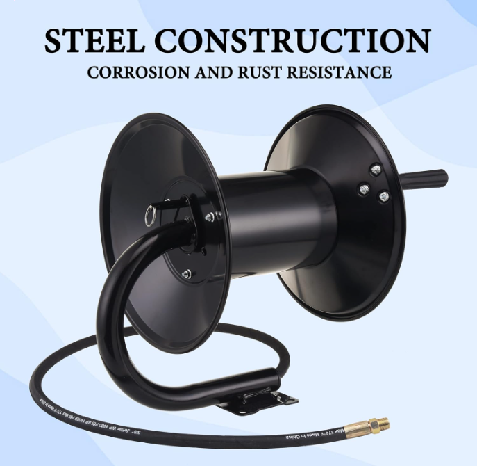 High Pressure Washer Hose Reel 150ft,Heavy Duty with 3/8" Pressure Wash Whip Hos