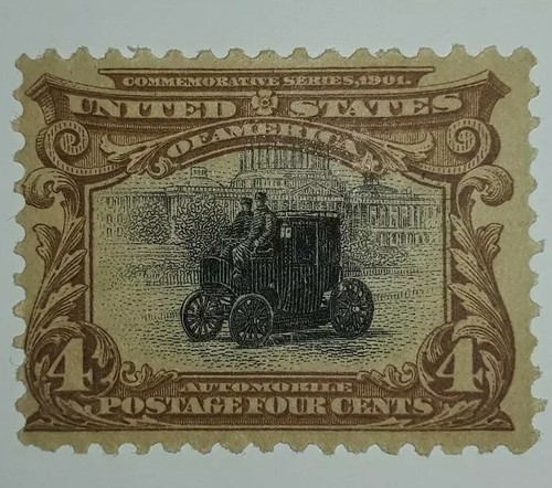 Travelstamps: 1901 US Stamps Scott #296, Automobile, mint, og , Very Light Hinge