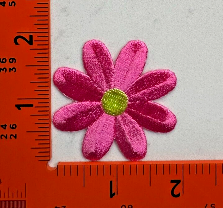 Pink Flower Patch Colorful Cute Embroidered Iron On Patch