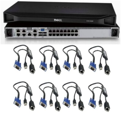 DELL PowerEdge 2162DS 16 port 2 IP KVM Switch + 8 x 0UF366 USB Modules Dual AC