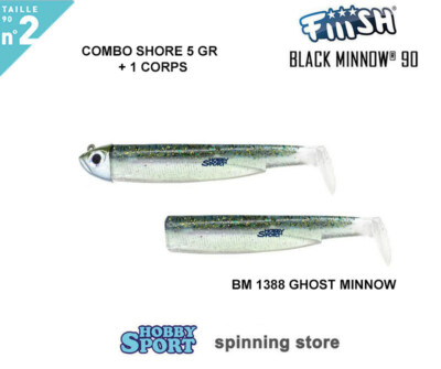 BLACK MINNOW FIIISH SIZE 2BM 1388 GHOST MINNOW COMBO SHORE 5 GR + 1 CORP SPINNI