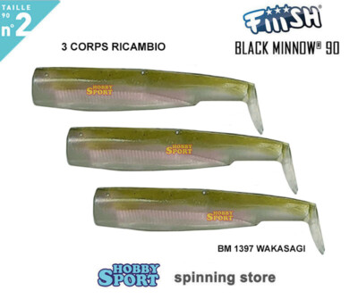 BLACK MINNOW FIIISH SIZE 2BM 1397 WAKASAGI 3 CORPS RICAMBIO 90 MM SPINNING