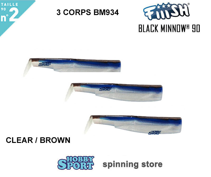 BLACK MINNOW FIIISH SIZE 2BM 934 CLEAR BROWN  3 CORPS RICAMBIO 90 MM SPINNING