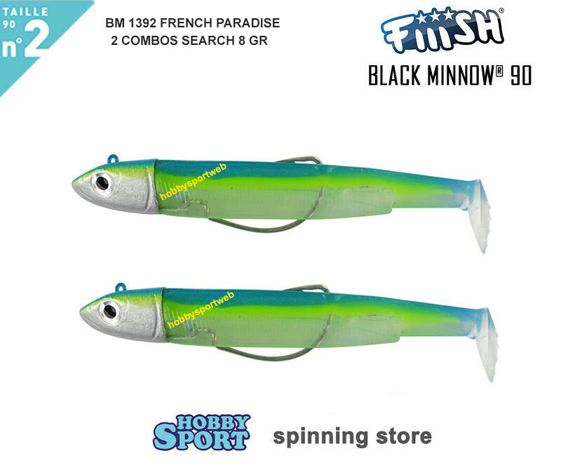 BLACK MINNOW FIIISH SIZE 2BM 1392 DOUBLE COMBO SEARCH 8 GR FRENCH PARADISE MARE