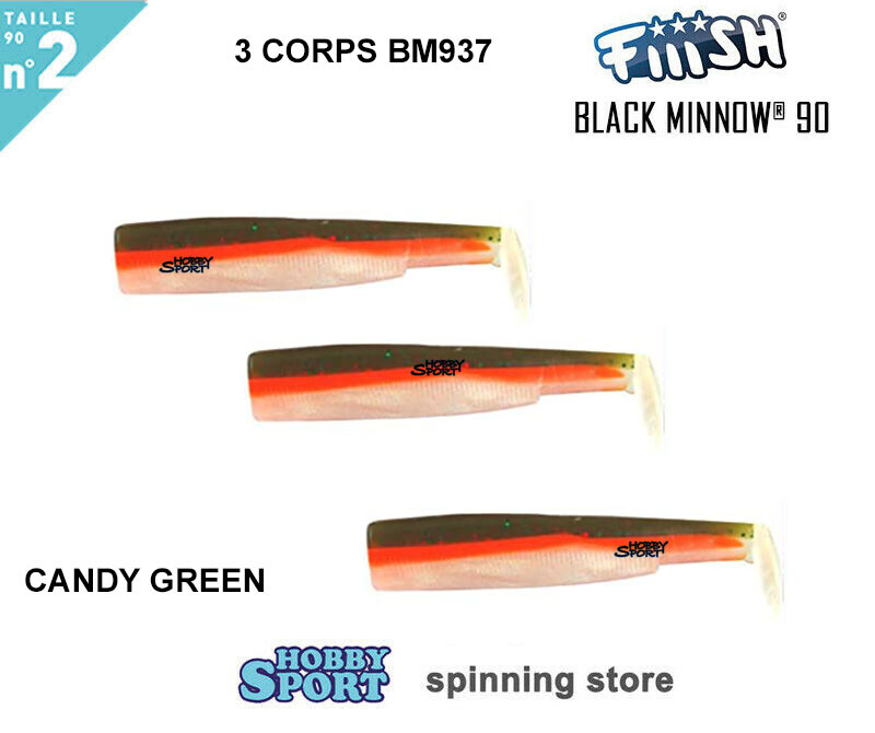 BLACK MINNOW FIIISH SIZE 2BM 937 CANDY GREEN  3 CORPS RICAMBIO 90 MM SPINNING