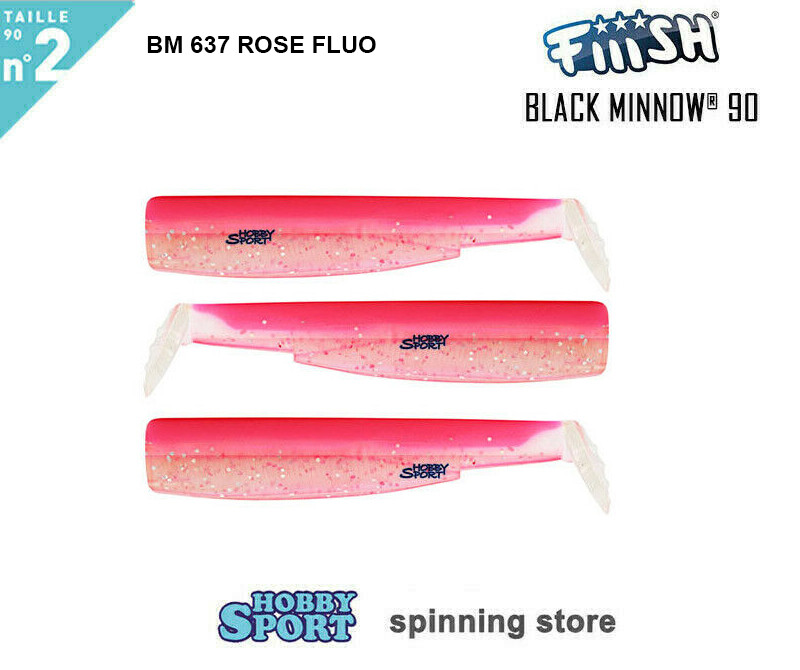 BLACK MINNOW FIIISH SIZE 2BM 637  ROSE FLUO 3 CORPS RICAMBIO 90 MM