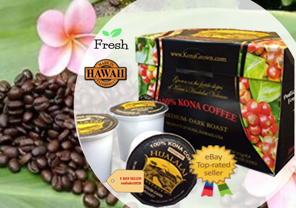 🌺12K-Cups HUALALAI ESTATE 100% KONA COFFEE Hawaii Isles Single Serve pod Keurig