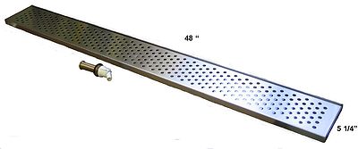 Draft Beer Drip Trap 48" x 5 1/4" w/ s.s. grill and 4" metal drain - DT48SS